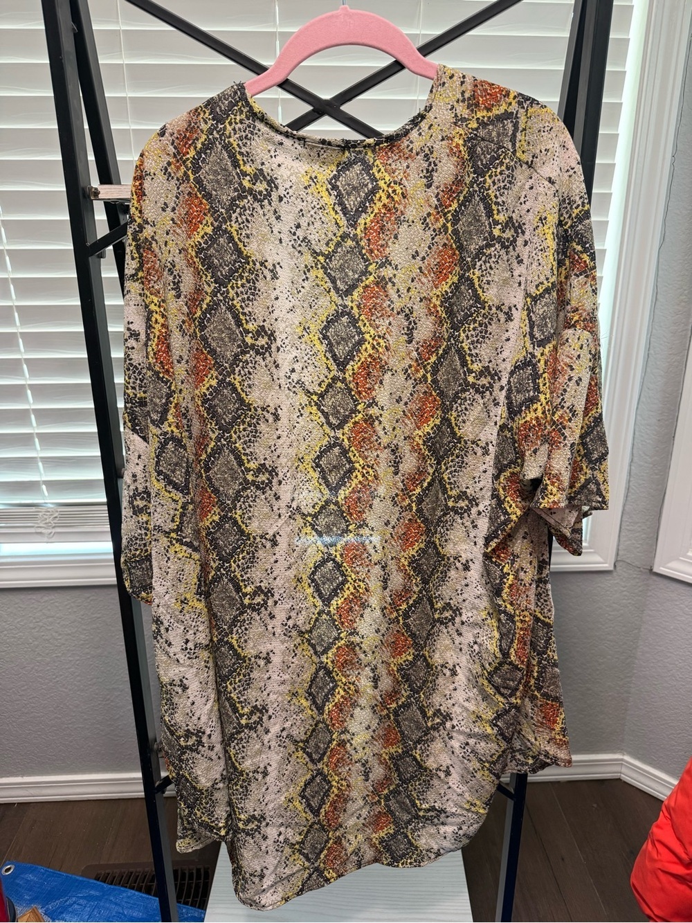 Texas True Threads Snake-Print Top in Beige with Yellow & Rust Accents - Picture 6 of 6
